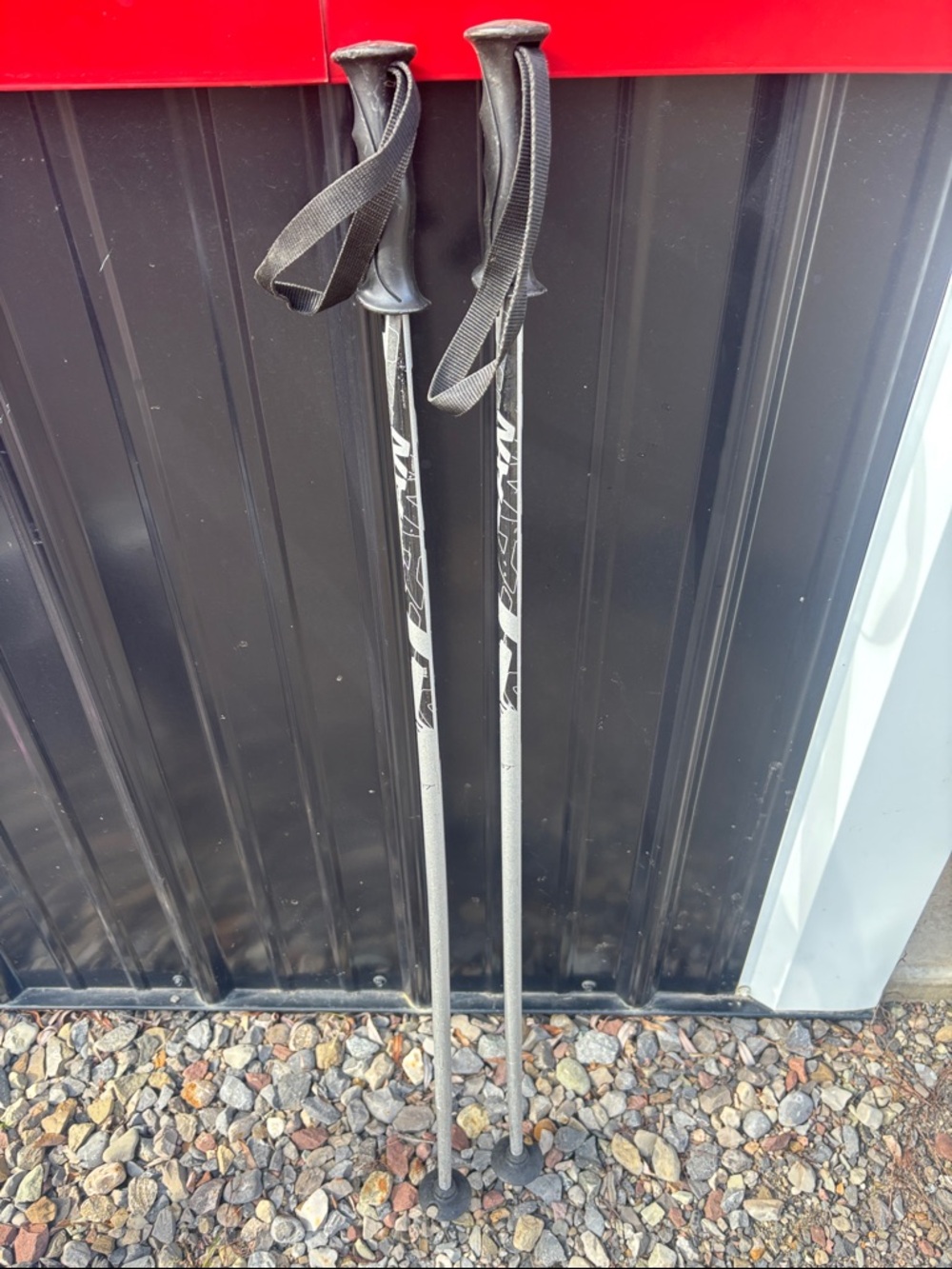 Kids Black and Silver Ski Poles - Youth Adjustable Winter Poles